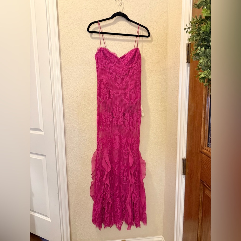 For Love and Lemons Shirley Lace Maxi Dress Pink Free People - Picture 3 of 6